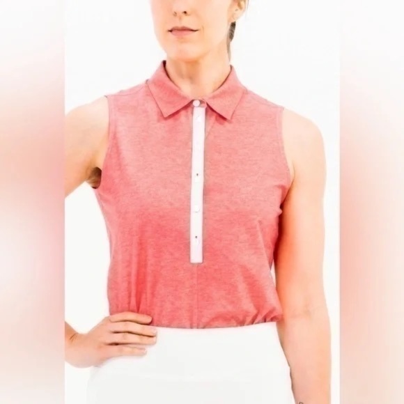 Foray Golf Tops - FORAY GOLF Core Sleeveless Polo in Pink - LPGA logo
